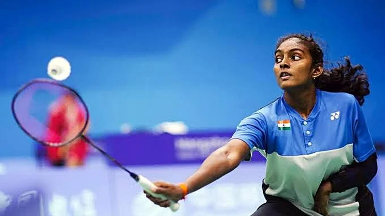 Indian para-shuttler Thulasimathi Murugesan at Paris Paralympics 2024. - Photo: X | The Khel India